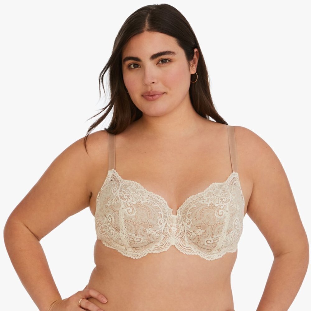 THIRDLOVE 24/7 Lace Balconette Bra Underwire Ivory 44D
